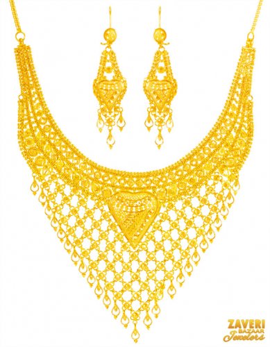22K Yellow Gold Necklace Set 