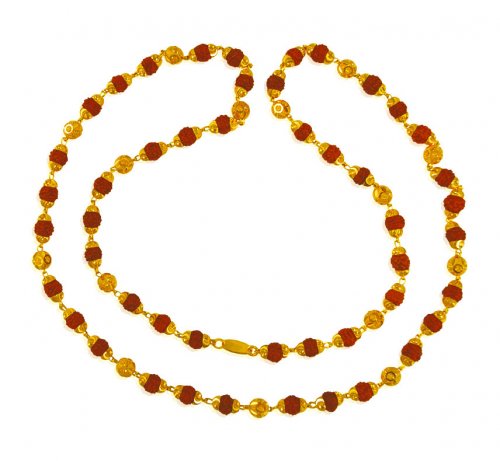 22 Kt Gold Rudraksh Mala - AsCh65322 - 22 Kt Gold 24 Inches long mala ...