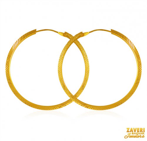 22 Karat Gold Big Hoop Earrings  