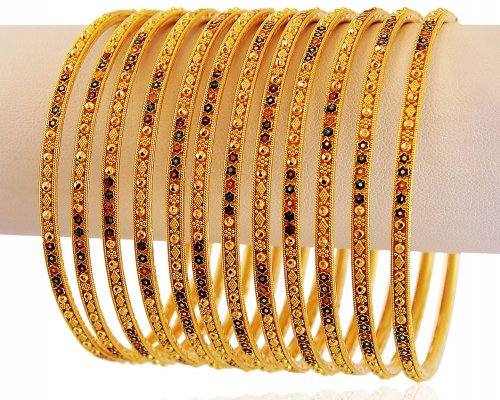 set of 12 gold bangles