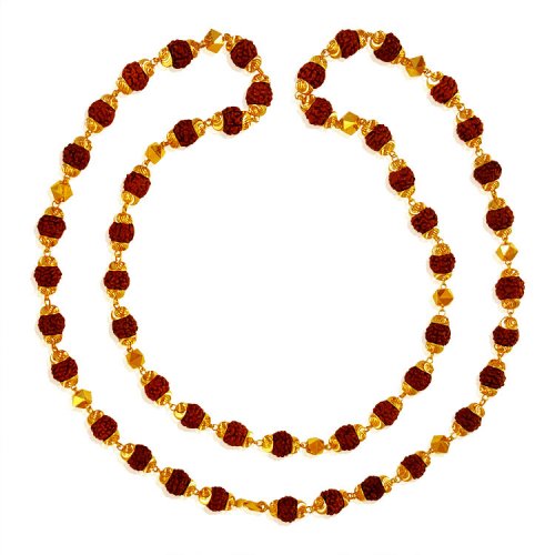 22kt Gold Rudraksh Mala - AsCh64133 - 22kt Gold Rudraksh long mala is ...