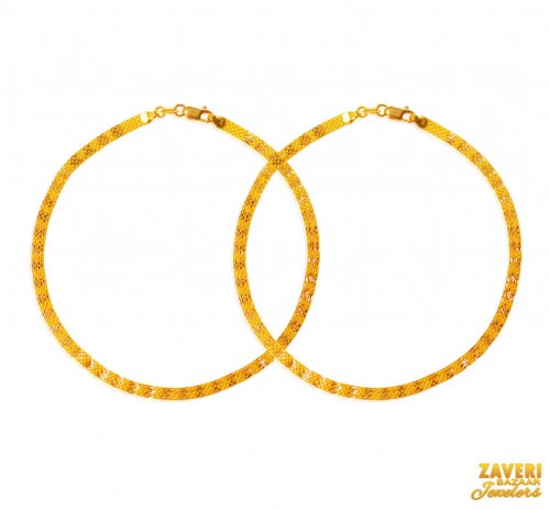 22 Kt Yellow Gold  Anklet (2 PC) 
