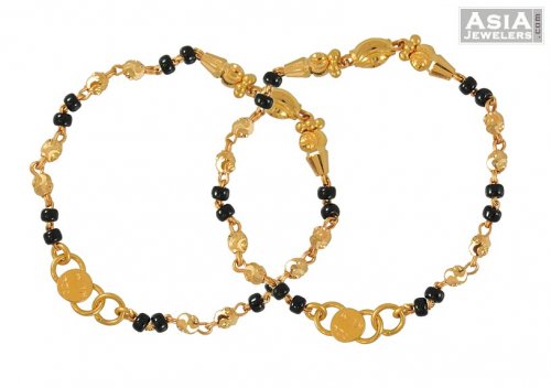 Gold Black Beads Bracelet 22k Ajkb52606 Baby Gold Black Beads Bracelet