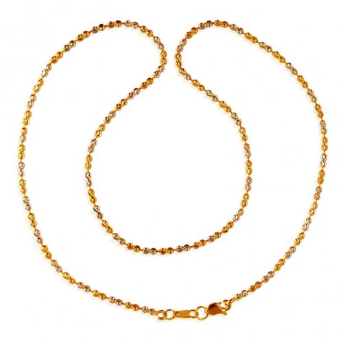 22K Gold Two Tone Chain - ajch62976 - 22 Karat gold chain is beaded ...