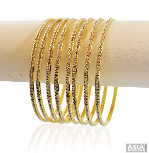 22K Laser Rhodium Bangles (8) - AjBa58128 - 22k gold bangles (set of 8 ...