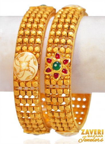 22Kt Gold Antique Kadas (2 Pc) 