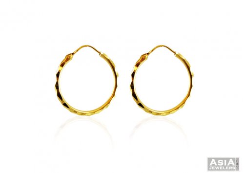 22k Gold Plain Hoop Earrings Ajer58041 22k Gold Plain Hoop Earrings