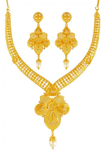 22kt Gold  Two Tone  Necklace Set  
