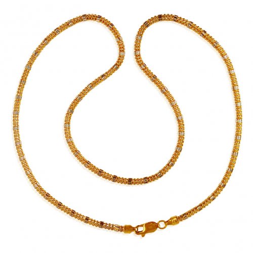 22k Gold Rhodium Gold Chain - ajch62953 - 22kt Gold fancy chain is ...