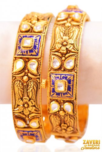 22Kt Gold Antique Kadas (2 Pc) 