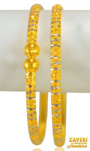 22 Kt Two Tone Laser Pipe Bangles 