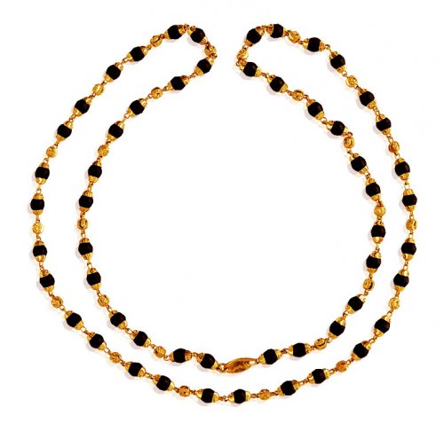 22K Gold Long Brown Tulsi Chain 