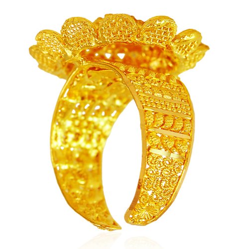 22K Gold Adjustable Floral Ring  