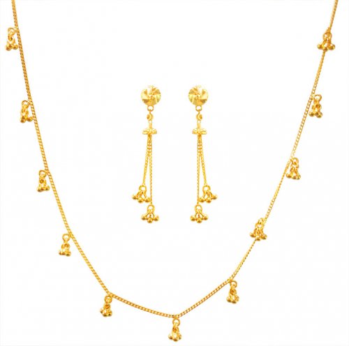 22k Gold Necklace and Earrings Set 