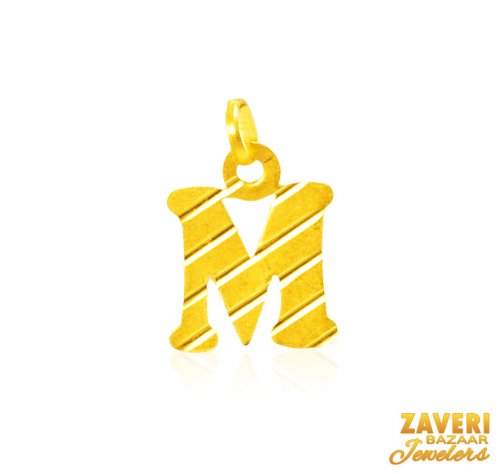22Kt Gold Initial Pendant (M) 