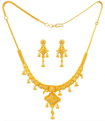 22k Gold Two Tone Necklace Set  