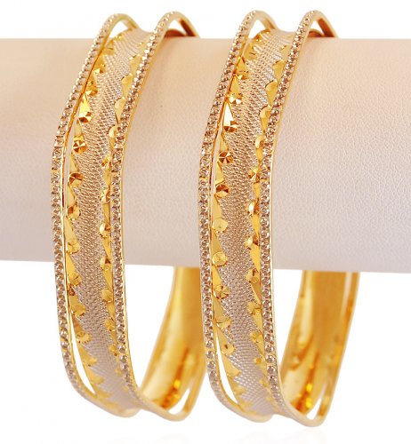 22K Gold Rhodium Bangles - AjBa60315 - 22K Gold Exclusive laser bangles ...