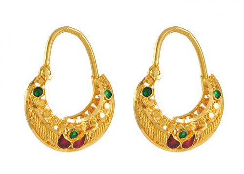 22kt Gold Hoop (Meenakari) 