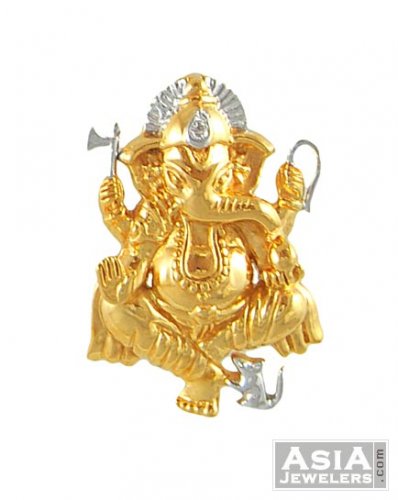22K Gold Ganesh Pendant (two tone 