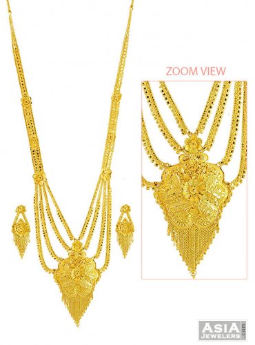 22Kt Gold Fancy Necklace and Earrings 