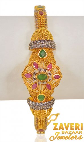 22k Gold Antique Bangle with stones 