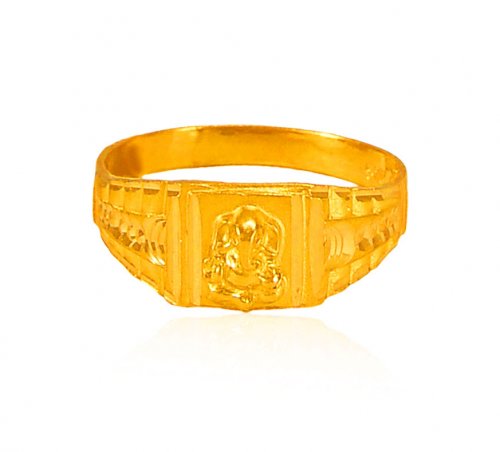 22k Gold Ganesha Mens Ring  