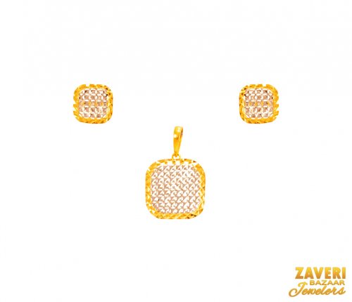 22Kt Gold Two Tone Pendant Set 