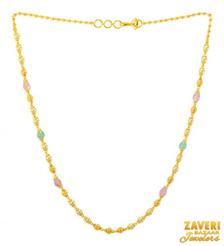 22Kt Gold Semi Precious Stone Chain 