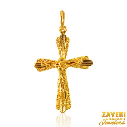 22K Gold Jesus on Cross Pendant 