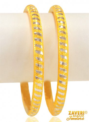 22 Kt Two Tone Laser Pipe Bangles 