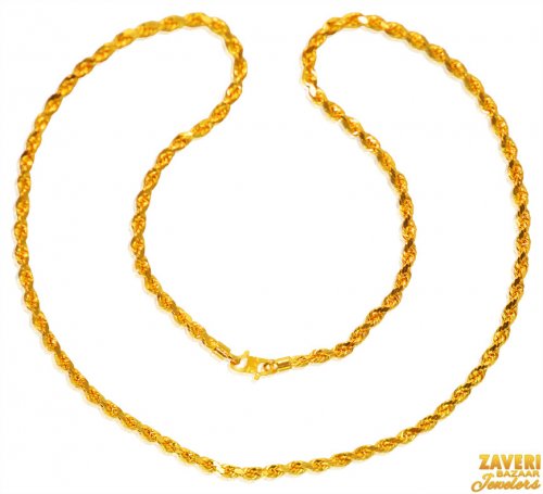 22k Gold Rope Chain (22 Inch) 