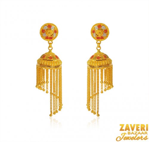 22 Kt Gold Jhumki Earrings 