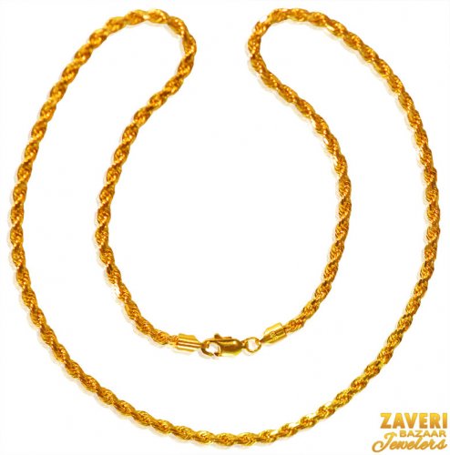 22 Kt Gold Rope Chain (18 In) 