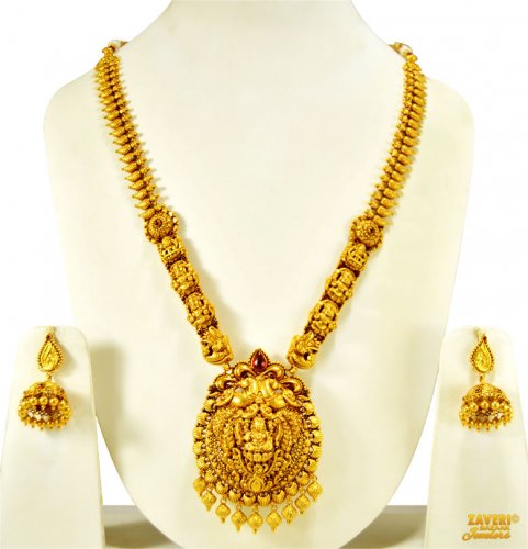 22 Karat Gold Temple Necklace Set 