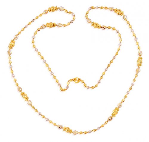 22k 2Tone Ladies Chain - AjCh60155 - 22K gold long fancy chain with ...