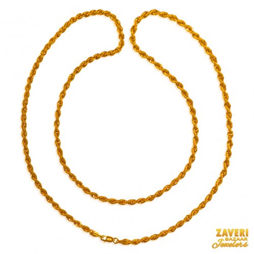 22 Kt Gold Rope Chain (22 In) 