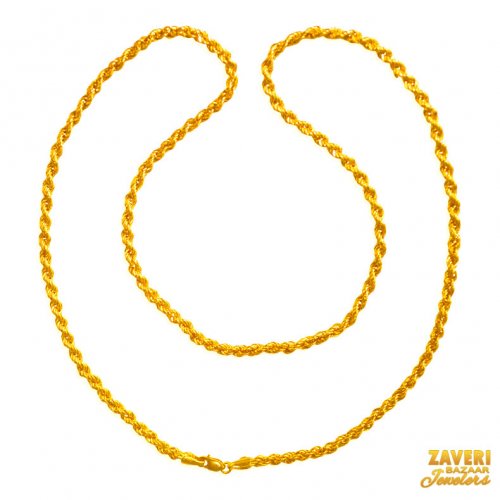 22kt 20 in hollow rope chain 