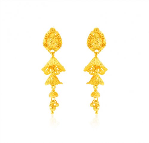 22k Gold Indian Earrings For Ladies 