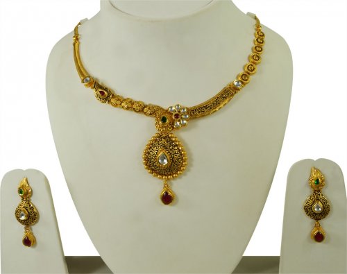 Gold Antique Necklace Set  