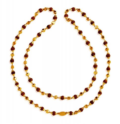 22Kt Gold Rudraksh Mala 24In - AsCh62149 - 22K Gold 24 Inches long mala ...