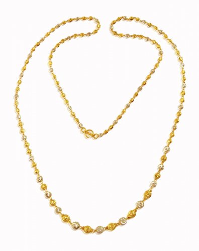 Long 22K Gold Chain - AjCh59470 - Handcrafted 22K Gold Chain with ...