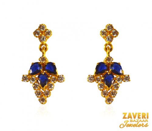 22K Gold Earrings with Sapphire 