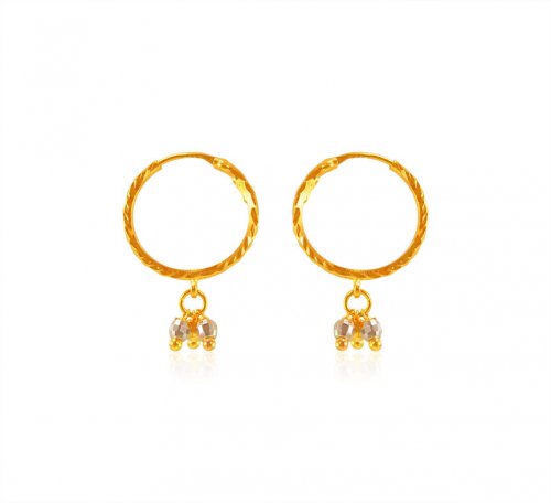 22Kt Gold Hoops Earrings - AjEr64547 - 22 Karat Gold two tone finished ...