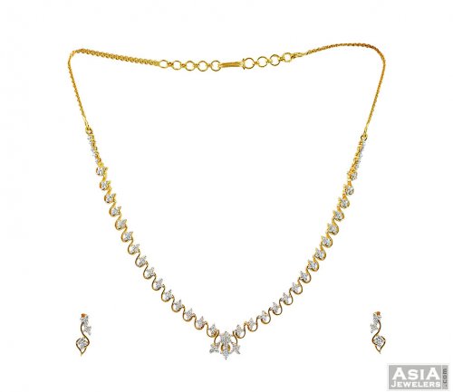 18k Genuin Diamond Necklace Set  