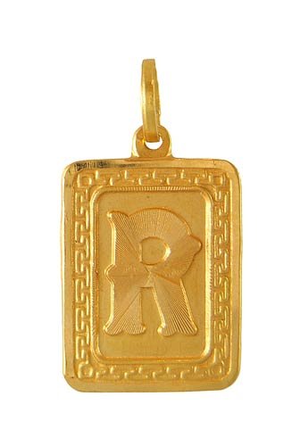 22K Gold Initial (R) Pendant 