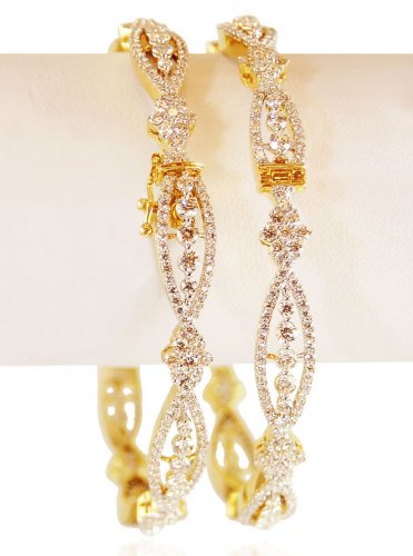 18Kt Gold Diamond Bangles (Pair) 