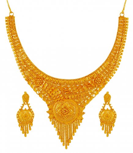 22k Gold Necklace Set - AjNs60192 - 22 Karat Yellow Gold Necklace and ...