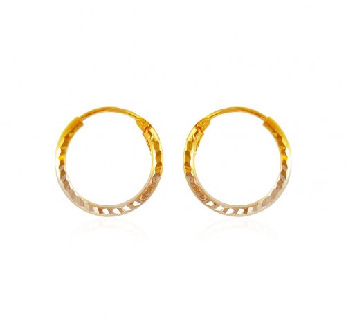 22KT Gold Two Tone Hoop Earrings  