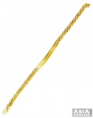 22k Gold Mens ID Bracelet - AjBr57066 - 22k Gold mens ID bracelet with ...