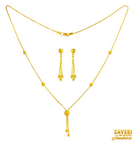 22KT Gold balls necklace and earring set  